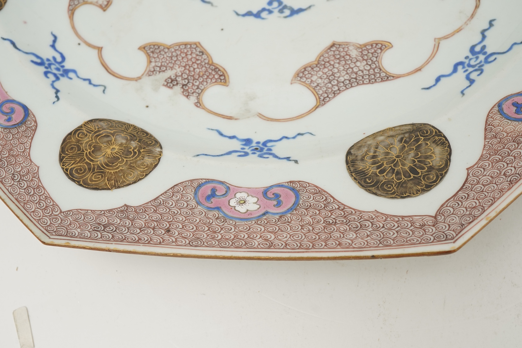 Two graduated Chinese famille rose octagonal dishes, Qianlong period